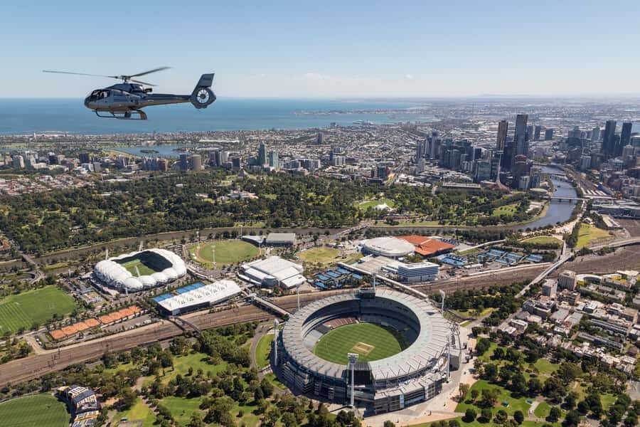 Melbourne: City and Bayside Helicopter Tour - The flight path that ties Melbourne together: beaches, bayside wreck, then stadiums