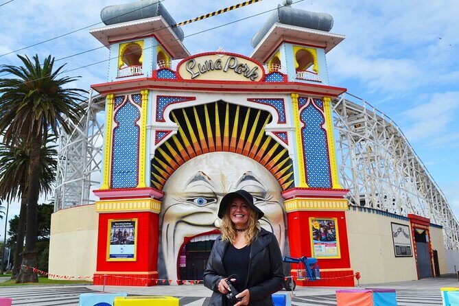 Melbourne Drive by Day - Private Tour - St Kilda icons in short, punchy stops: Luna Park and Palais Theatre