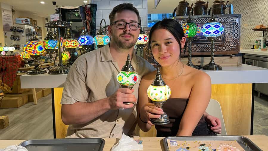 Melbourne: Mosaic Art Classes - Turkish Lamp Workshop - Glass painting + mosaic: how the details make the lamp feel special