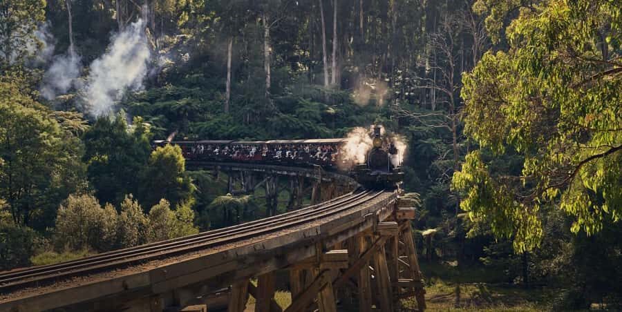 Melbourne: Puffing Billy Train & Healesville & Winery Tour - Brighton Beach Bathing Boxes: your color fix before the hills